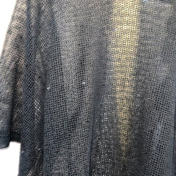 Black Mesh & Sequin Oversized Blouse with Button Accent – Size OS - Picture 9 of 13